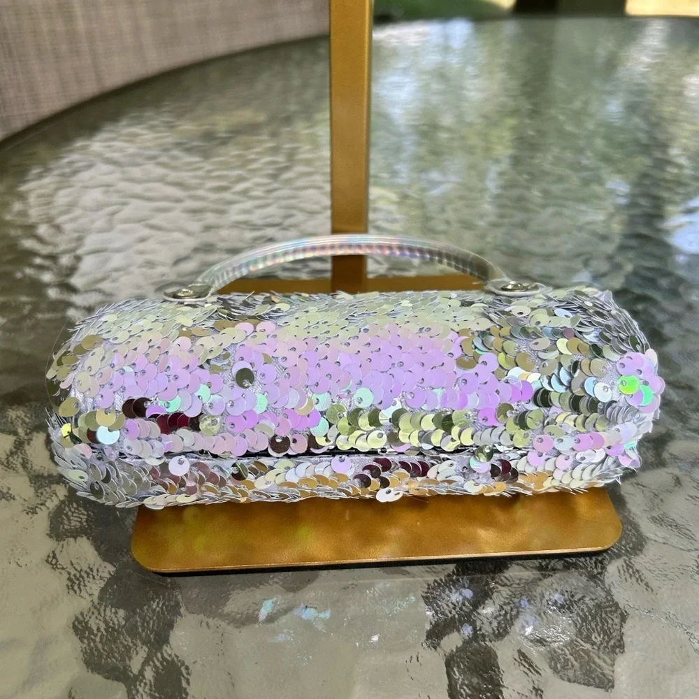 ☀️Glamorous Sequin eyeglass case in Silver and Purple